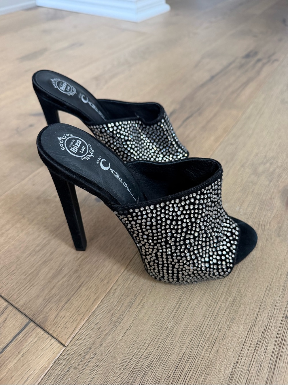 Jeffrey Campbell Black Crystal Embellished Ibiza Last Platform Mule